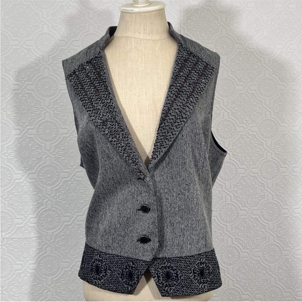 Coldwater Creek Charcoal Vest With Black Detailing